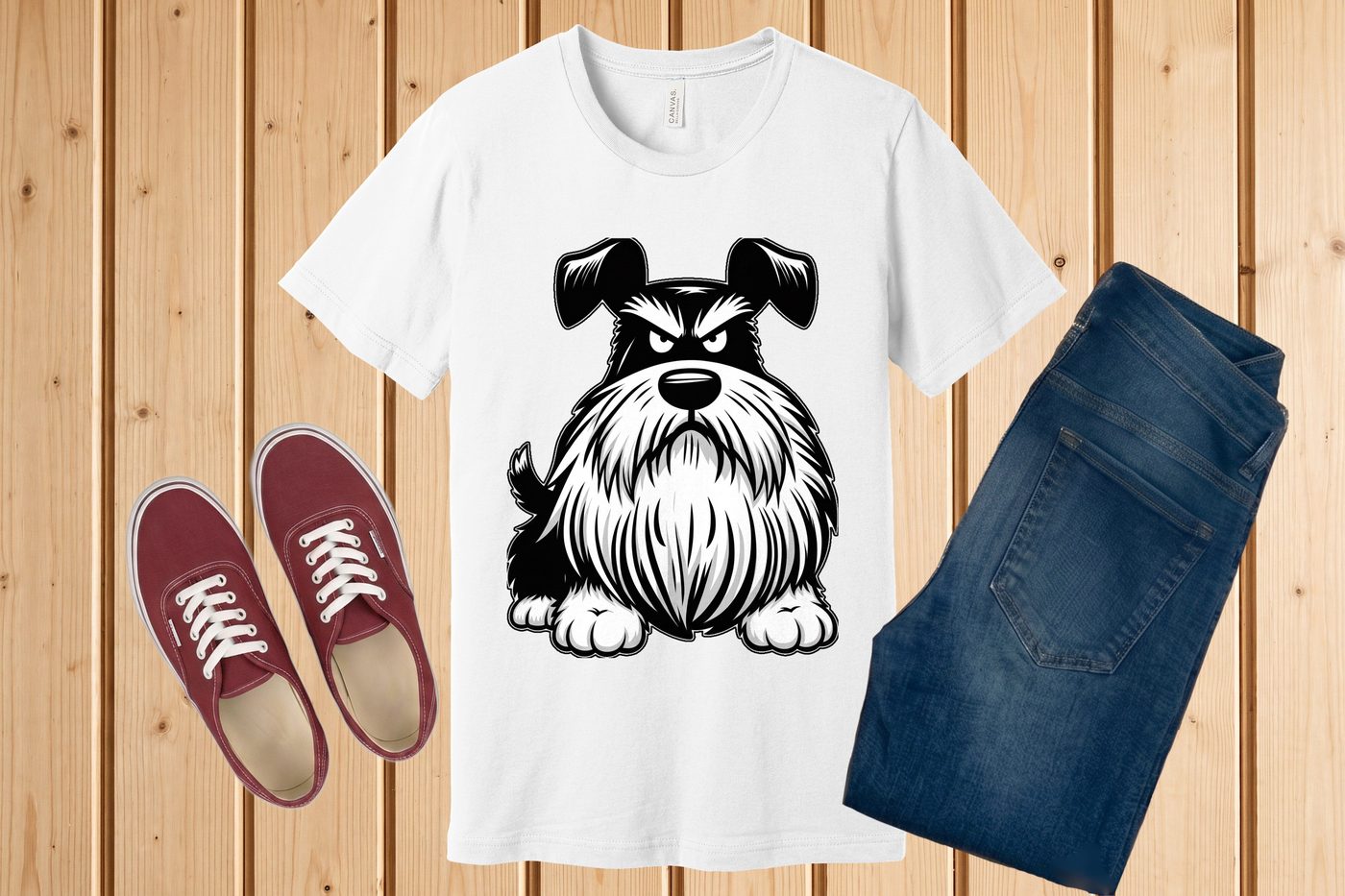 Dog Pack USA tee with original Schnauzer artwork